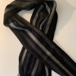 Coach Men's BlackGray Striped Scarf Wool Cashmere